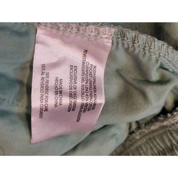 GAP Pants Women's Medium Green Pull On Wide Leg Drawstring Linen Blend - Picture 5 of 5